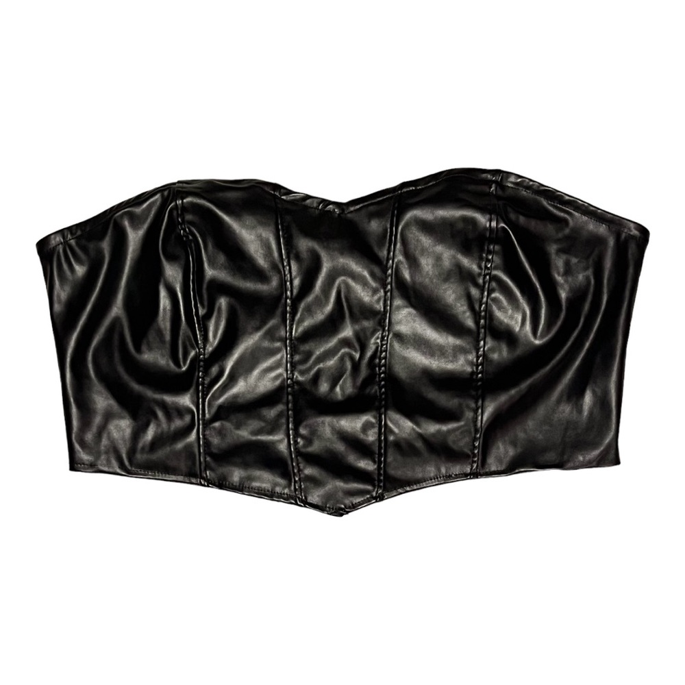 SHEIN Unity Plus Seam Front PU Leather Tube Top Without Blouse